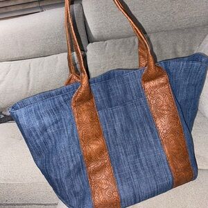 The pioneer woman large denim tote bag